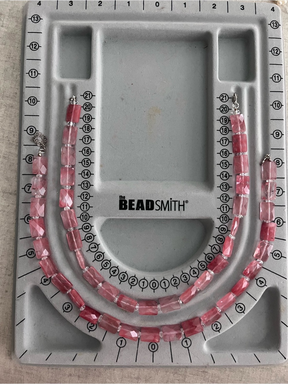Rose Pink Faceted Glass Necklaces.